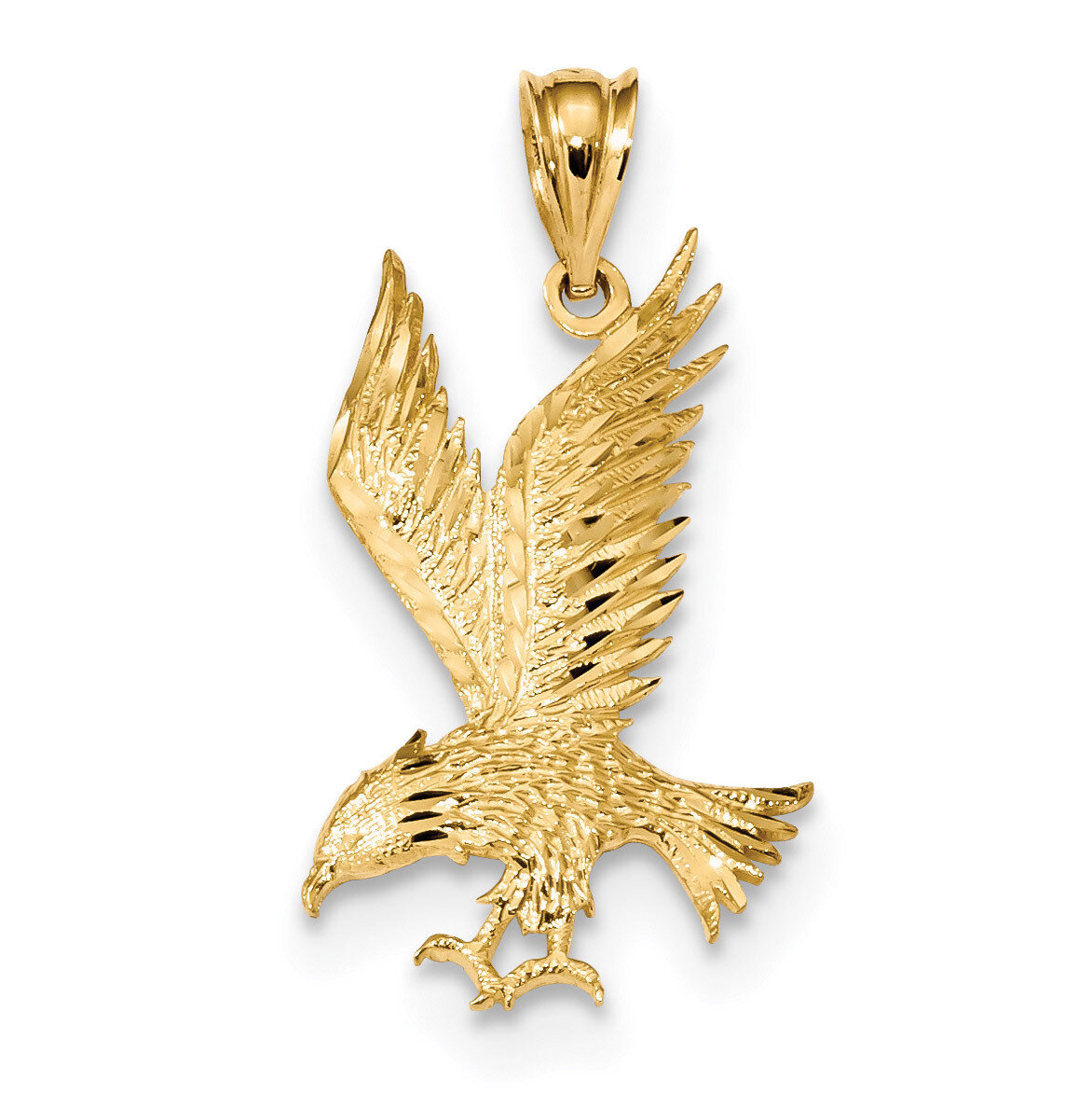 Diamond -cut Eagle Pendant 14k Gold Polished K6003