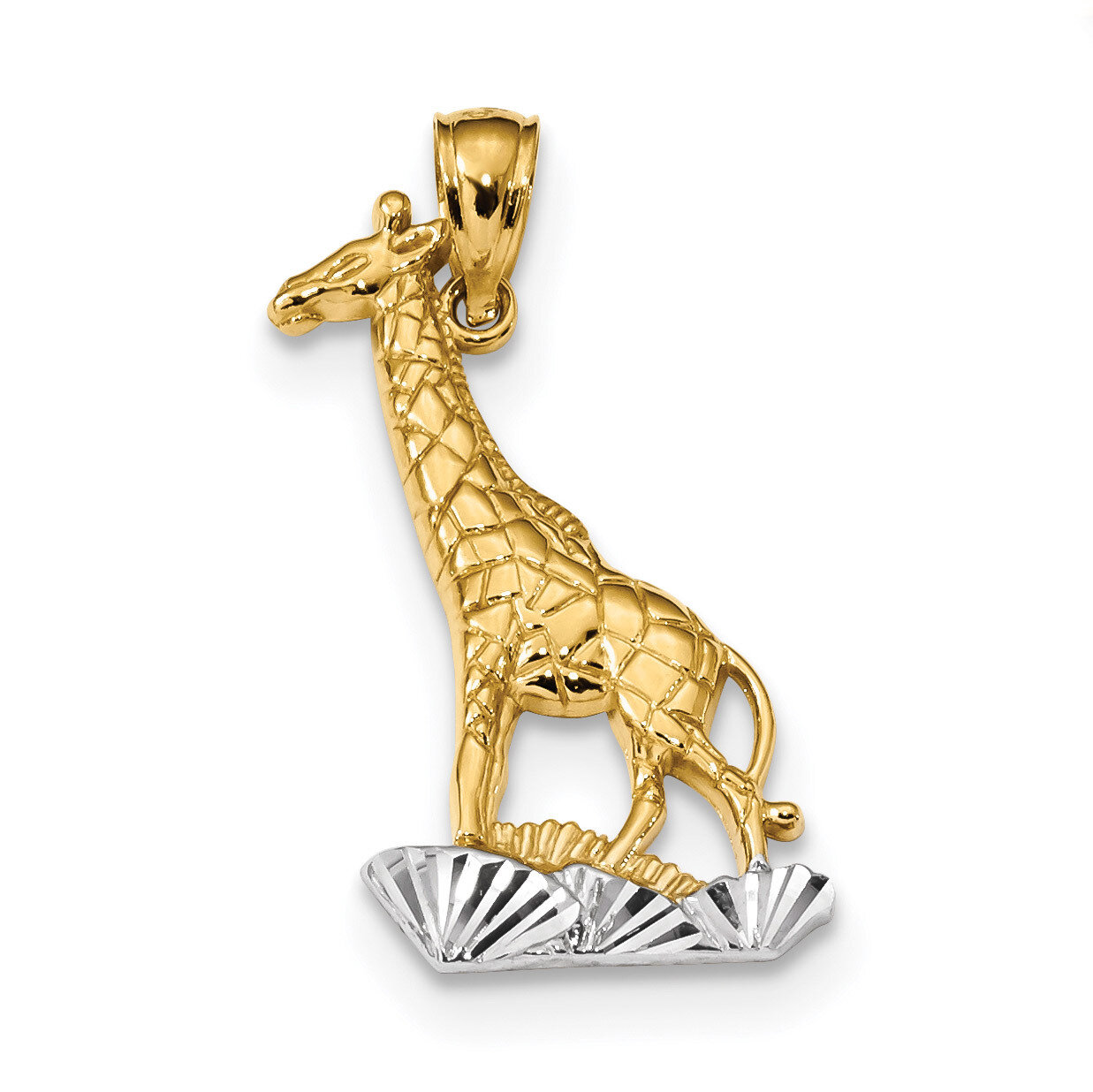 Diamond -cut Polished Giraffe Pendant 14k Gold &amp; Rhodium K6016, MPN: K6016, 883957938455