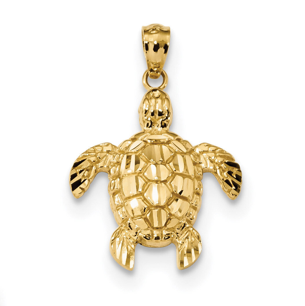 Sea Turtle Pendant 14k Gold Diamond-cut Polished K6033, MPN: K6033, 883957148281