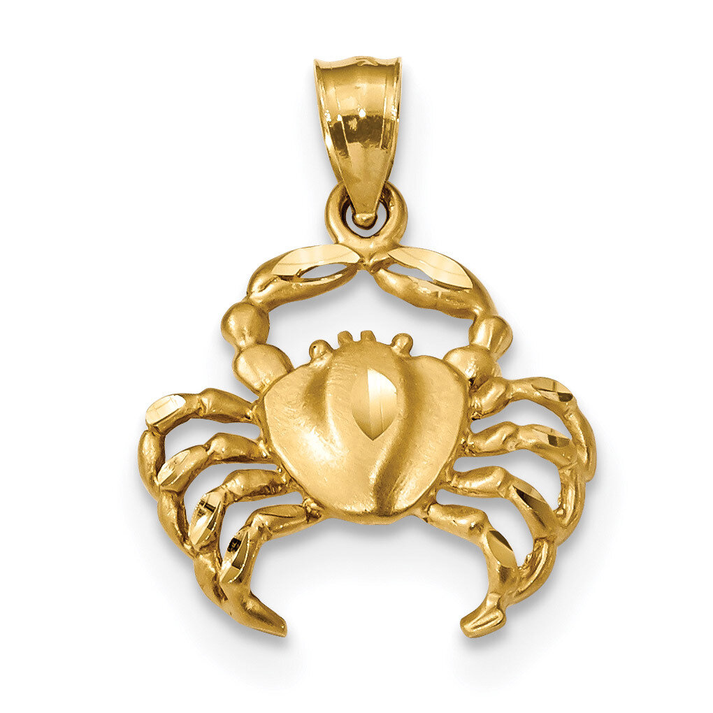 Crab Pendant 14k Gold Satin Diamond-cut K6039, MPN: K6039, 883957739922