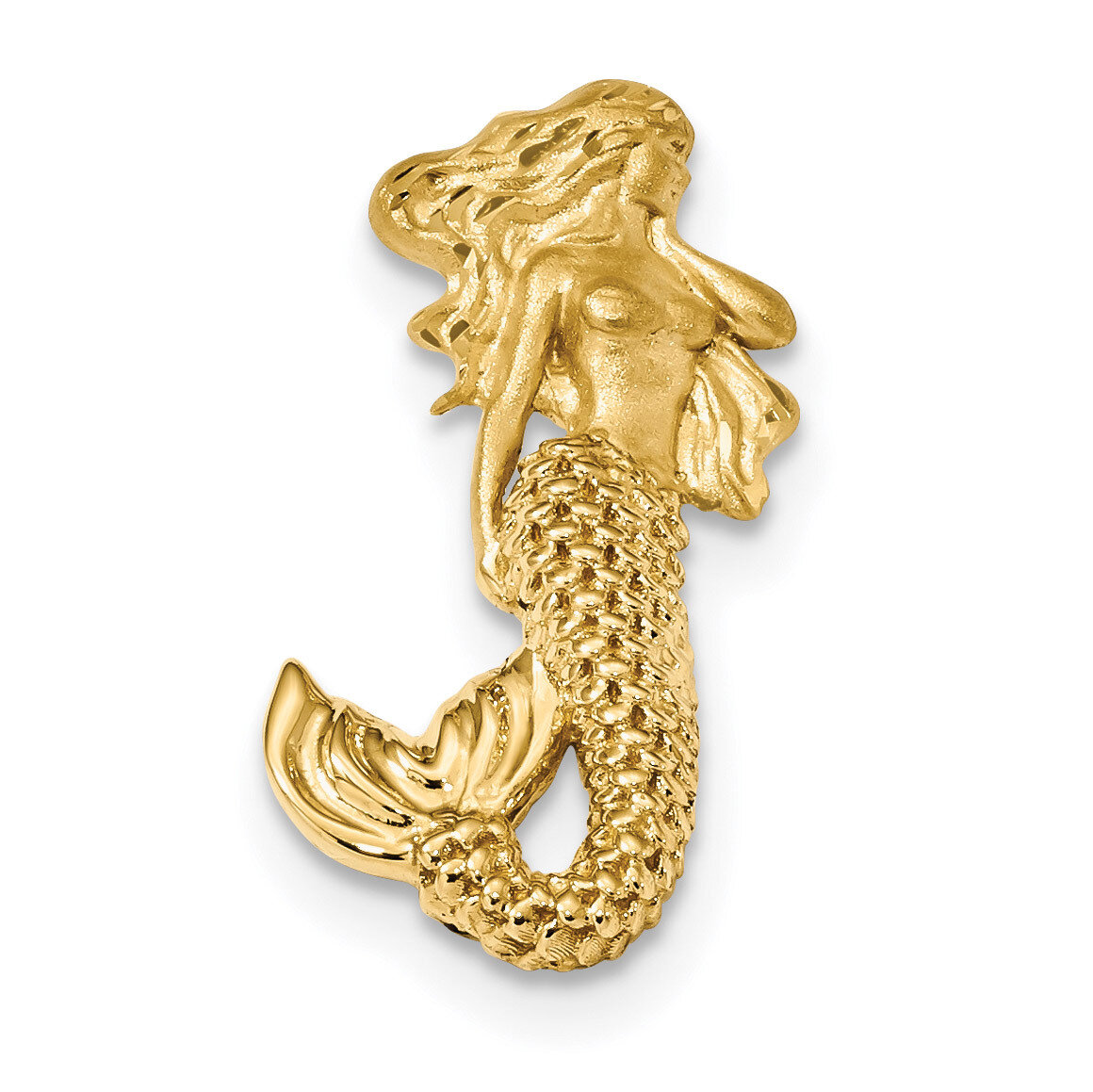 Satin Diamond -cut Mermaid Chain Slide 14k Gold Polished K6046