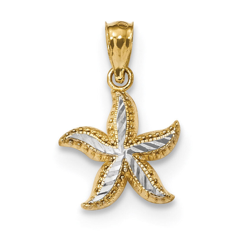 Diamond -cut Starfish Pendant 14k Gold &amp; Rhodium K6060, MPN: K6060, 883957950839