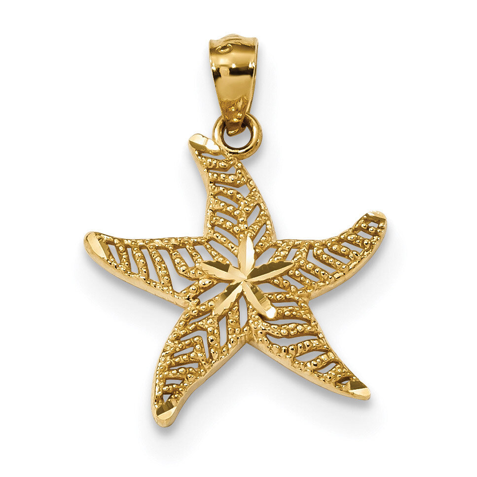 Filigree Starfish Pendant 14k Gold Diamond-cut Polished K6062
