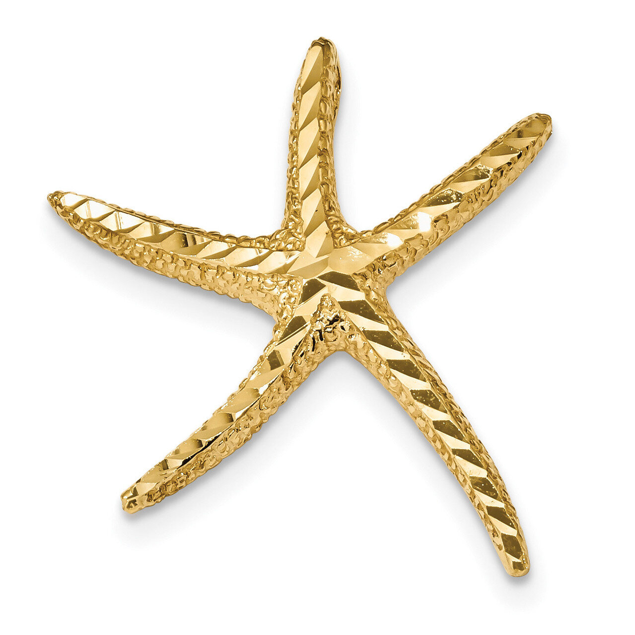 Diamond -cut Starfish Slide 14k Gold Textured K6068