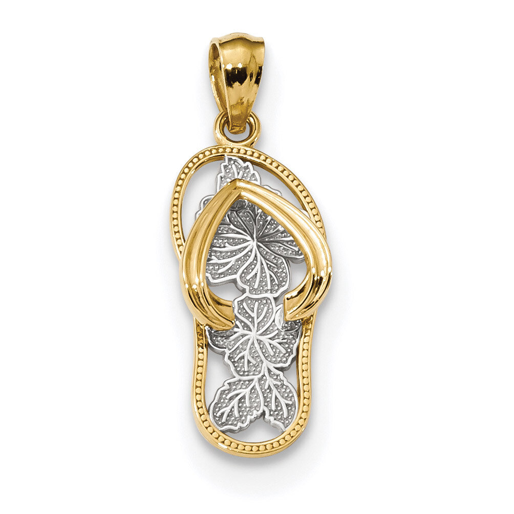 Polished Floral Flip Flop Pendant 14k Gold &amp; Rhodium K6091, MPN: K6091, 886774036878