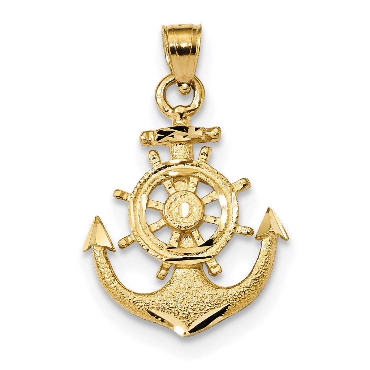 Anchor Pendant 14k Gold Satin Diamond-cut K6092, MPN: K6092, 886774066080
