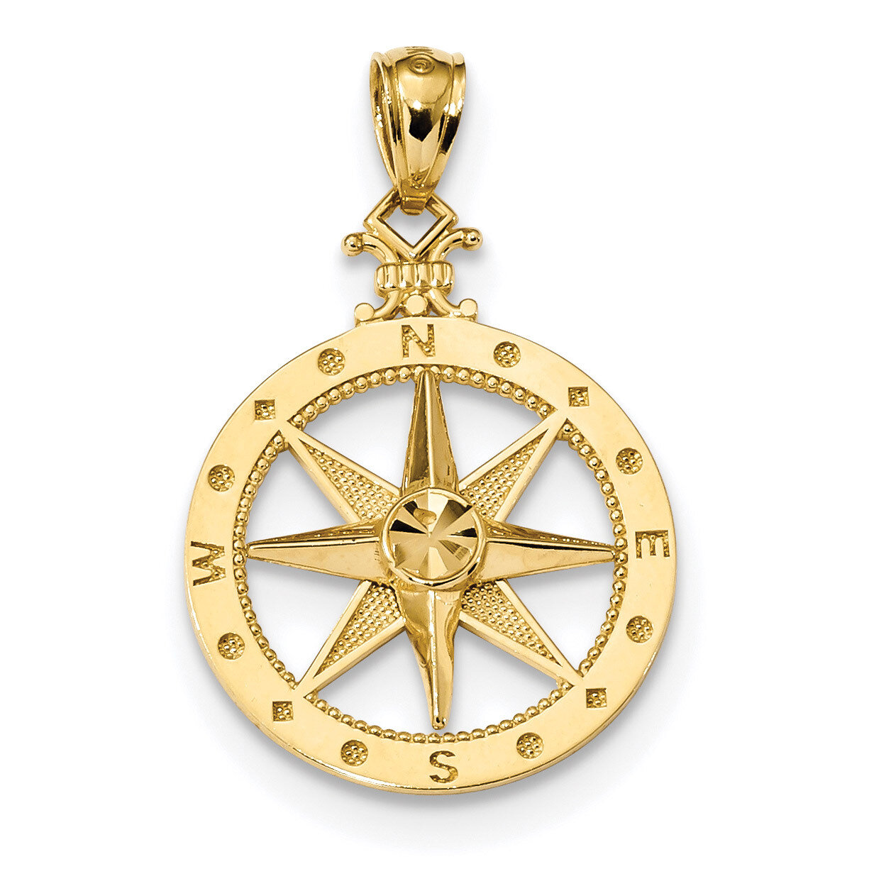 Compass Pendant 14k Gold Diamond-cut Polished K6096