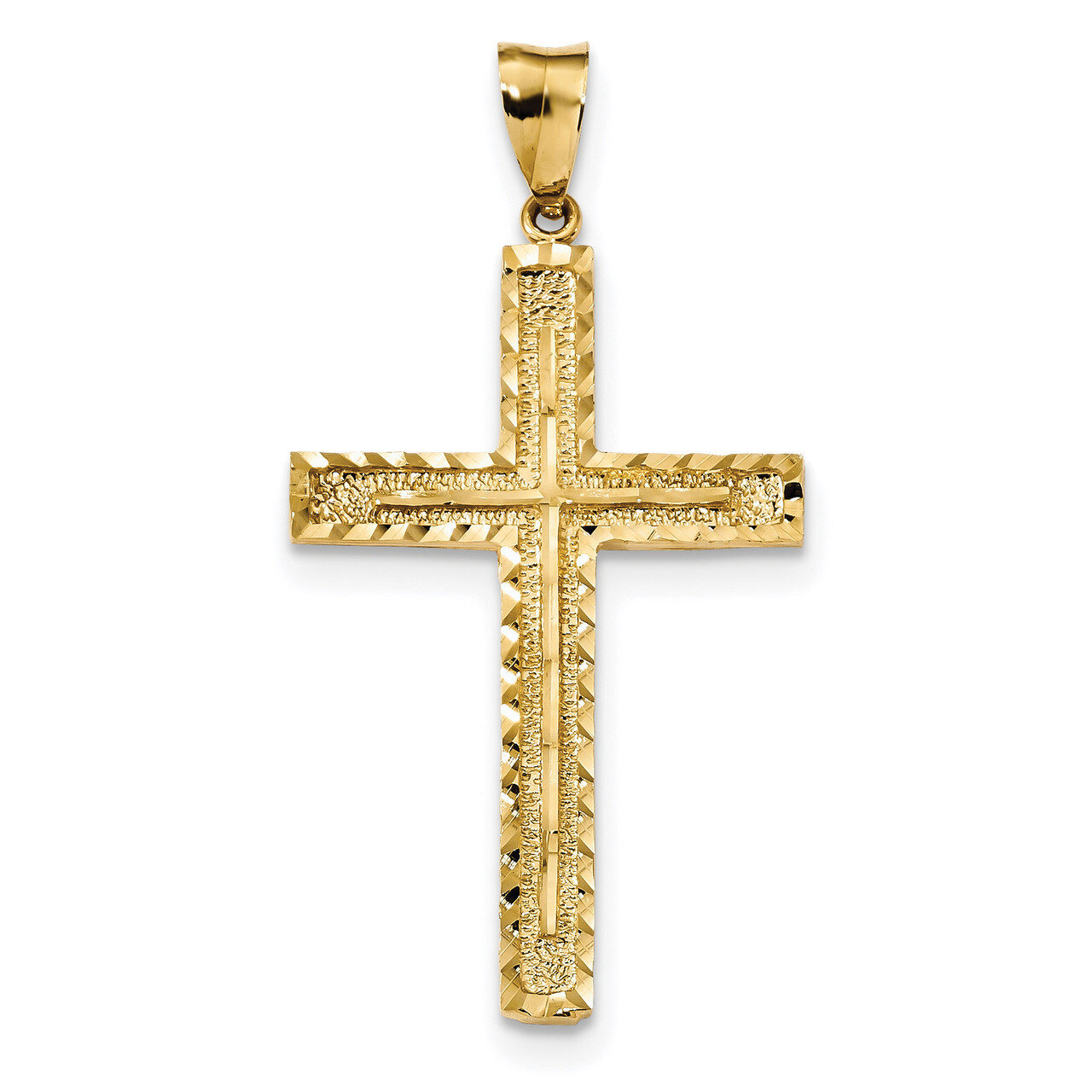 Textured Diamond -cut Latin Cross Pendant 14k Gold Polished K6169, MPN: K6169, 886774117478