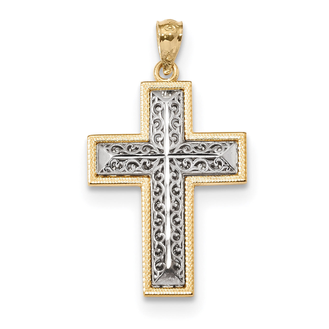 Polished Filigree Cross Pendant 14k Two-Tone Gold K6171, MPN: K6171, 883957874098