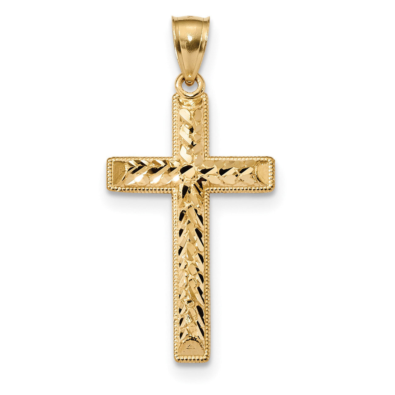 Latin Cross Pendant 14k Gold Diamond-cut K6175, MPN: K6175, 886774043685