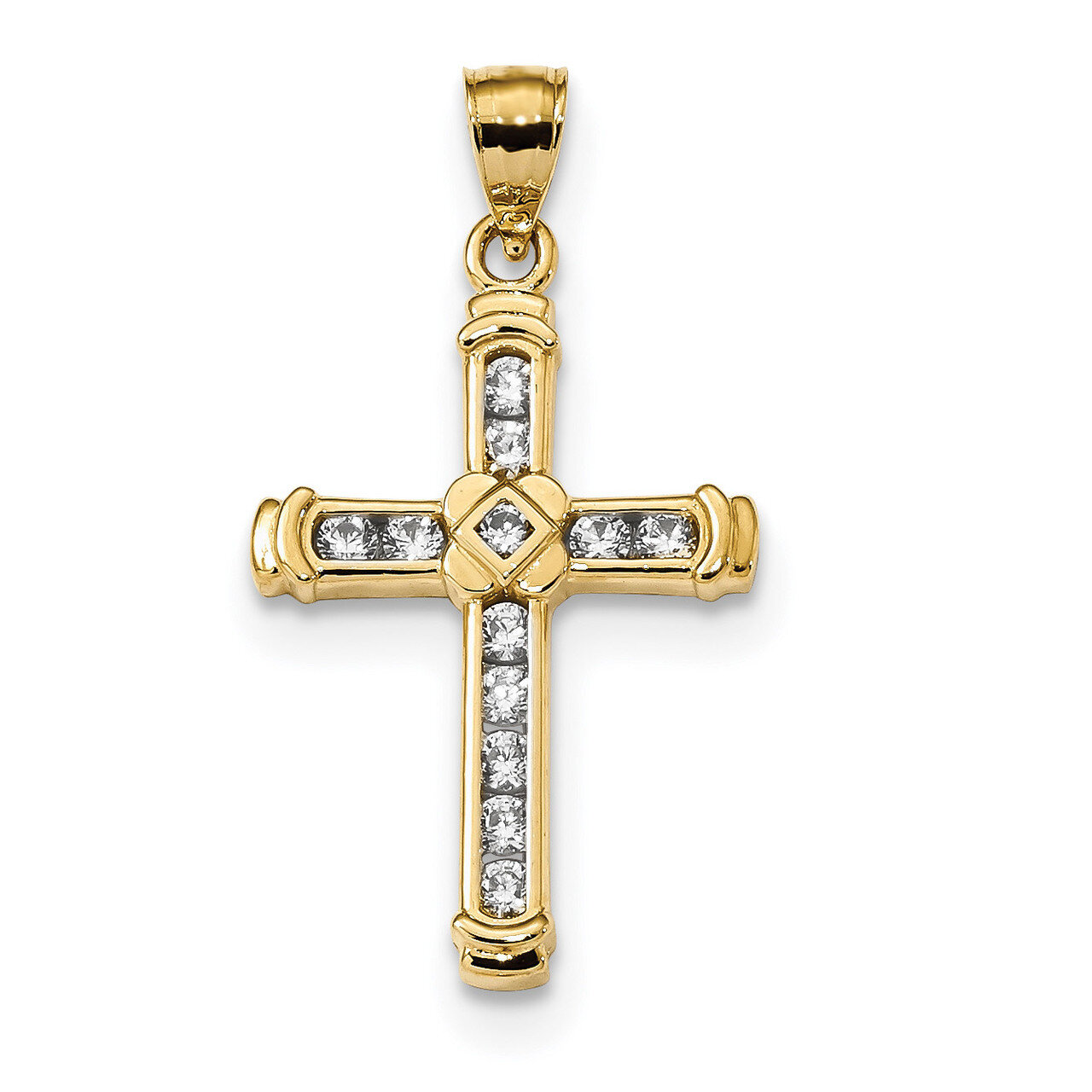 CZ Diamond Cross Pendant 14k Gold K6212, MPN: K6212, 883957740829