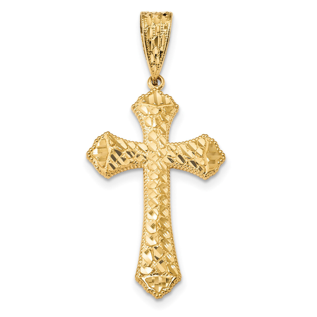 Budded Cross Pendant 14k Gold Diamond-cut K6223, MPN: K6223, 883957959672