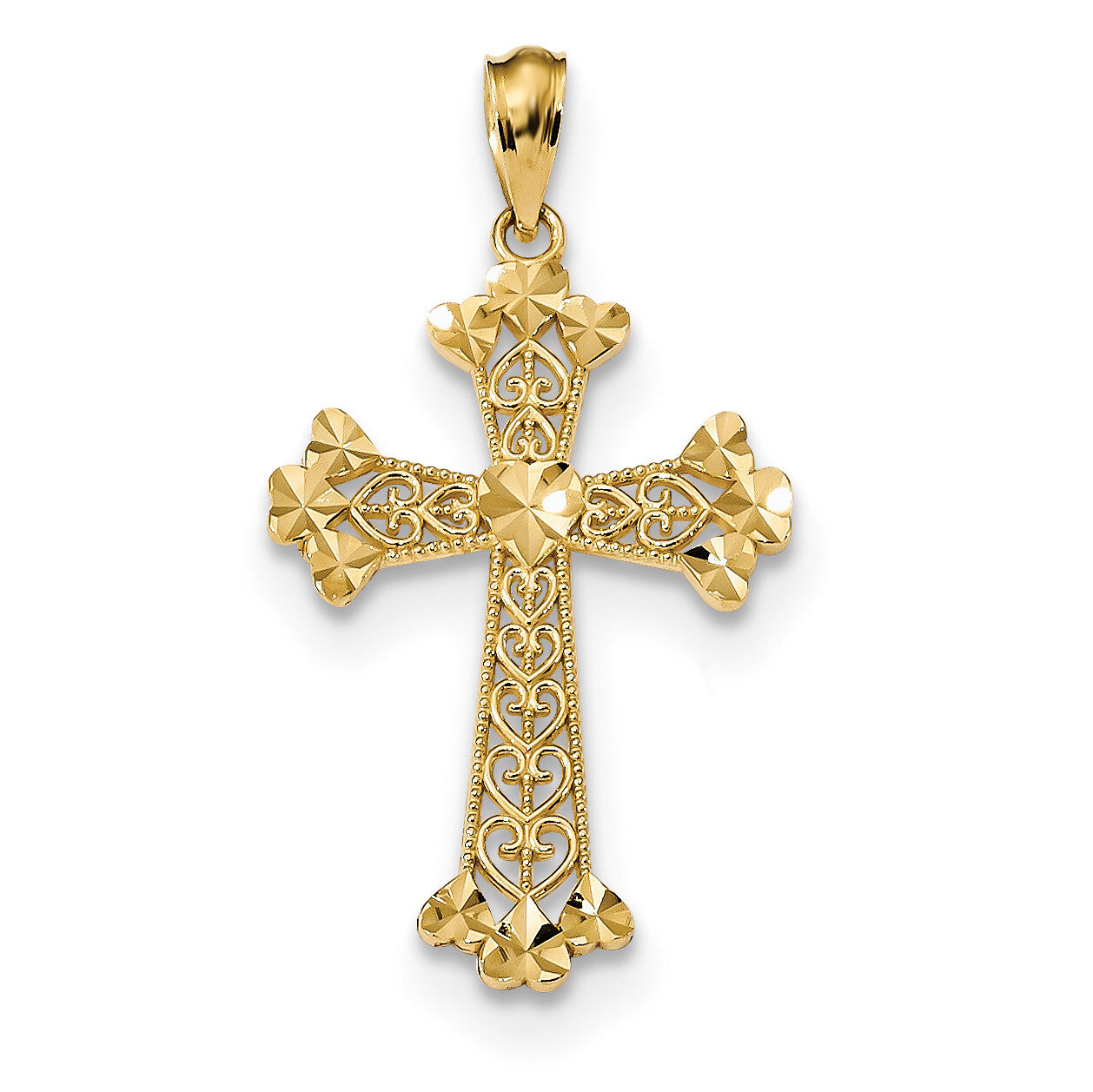 Filigree Cross Pendant 14k Gold Diamond-cut Polished K6241, MPN: K6241, 886774065304