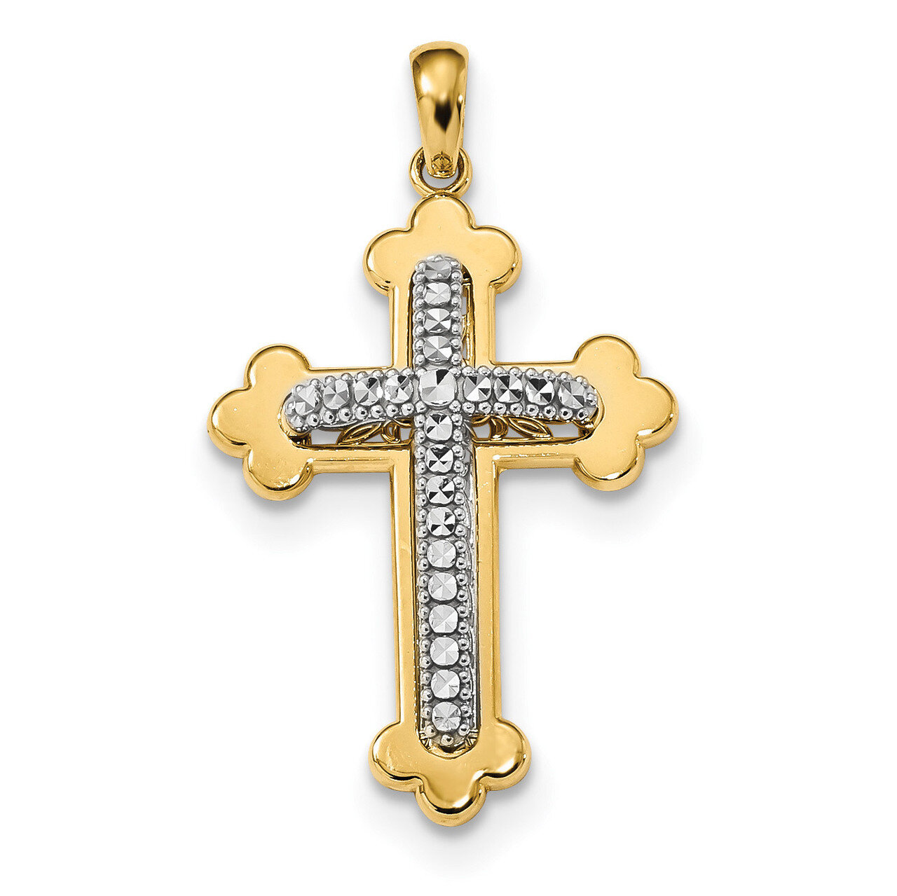 Diamond -cut Polished 3D Cross Pendant 14k Two-Tone Gold K6248, MPN: K6248, 883957780856