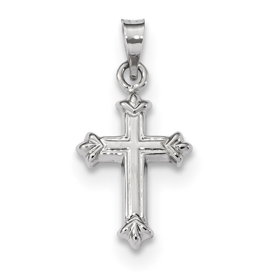 Fleur de Lis Hollow Cross Charm 14k white Gold K6249, MPN: K6249, 883957936949