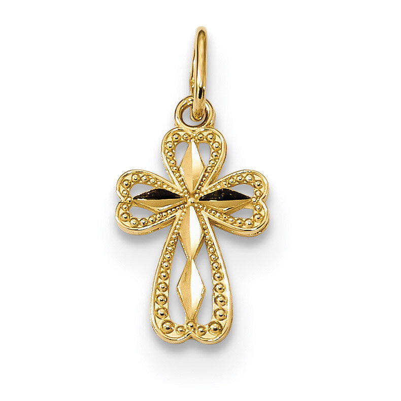 Small Cross Pendant 14k Gold Diamond-cut Polished K6263, MPN: K6263, 886774031408