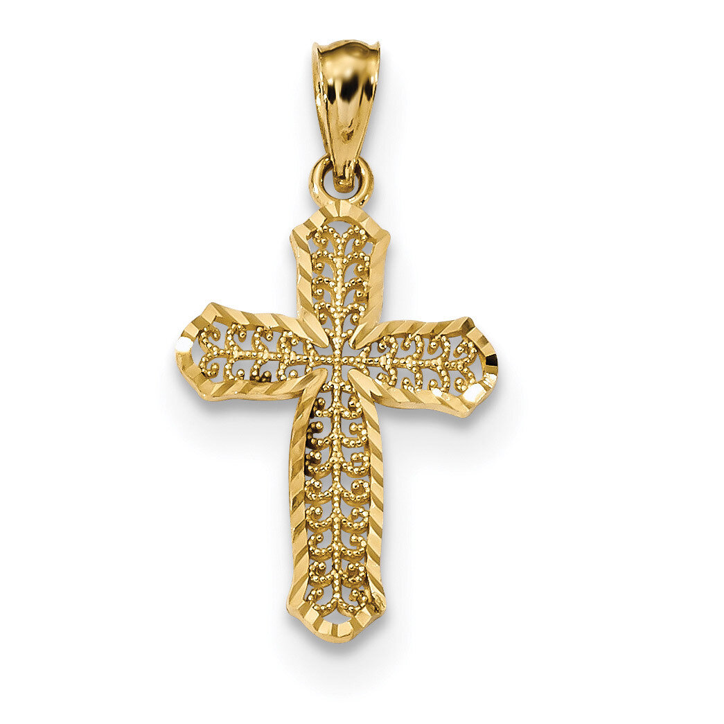 Filigree Cross Pendant 14k Gold Diamond-cut Polished K6268, MPN: K6268, 883957874104