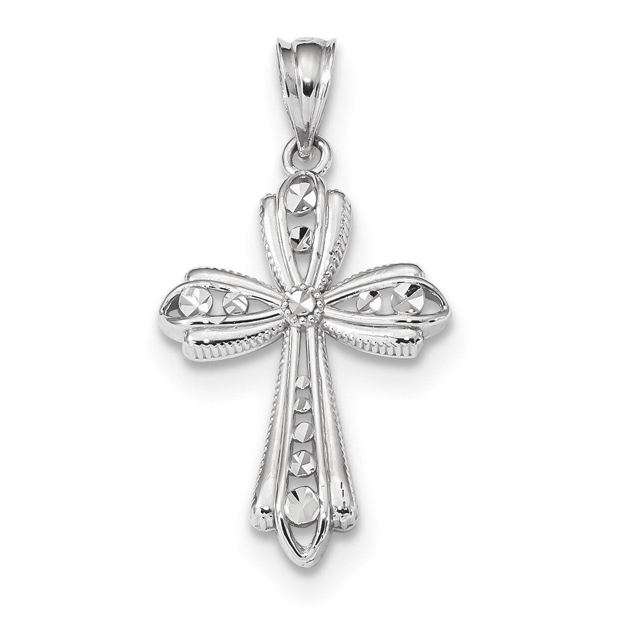 Polished Diamond -cut Fancy Cross Pendant 14k white Gold K6270, MPN: K6270, 883957768892