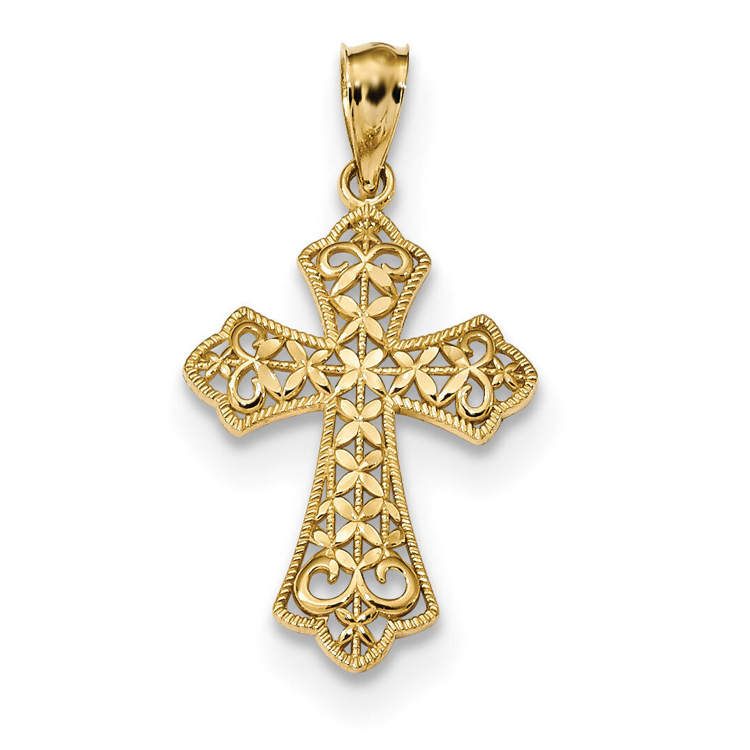 Filigree Cross Pendant 14k Gold Polished K6273