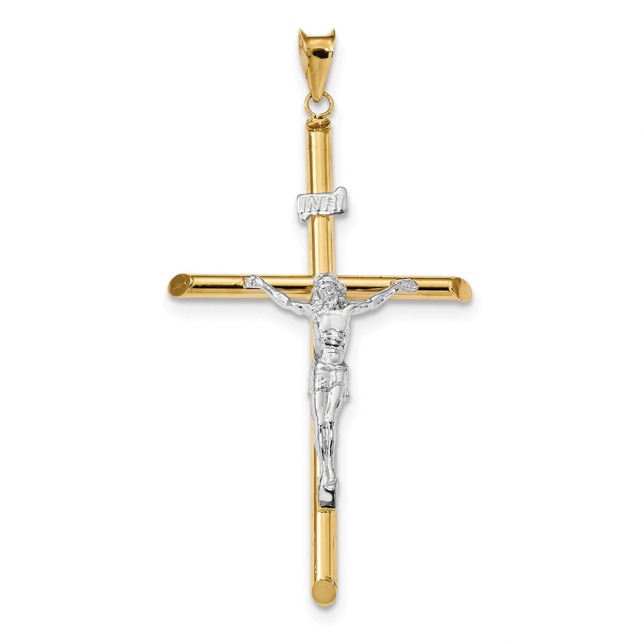 Jesus Crucifix Pendant 14k Two-Tone Gold Polished K6288