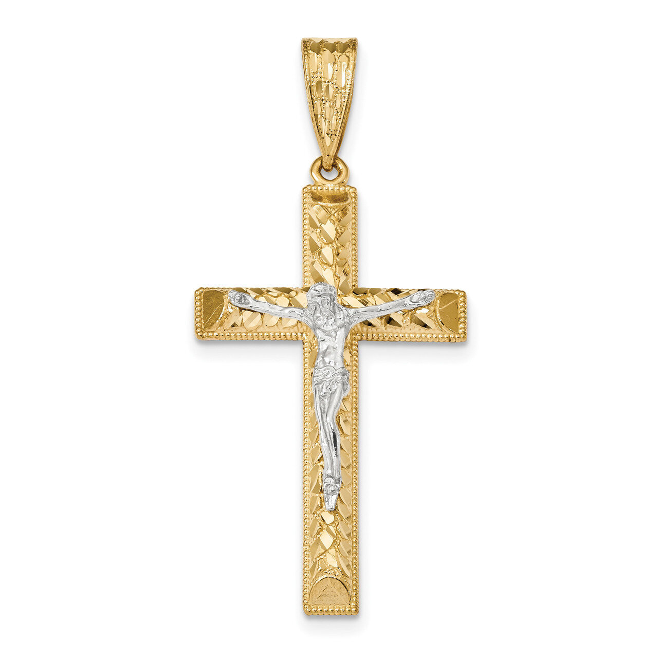 Diamond -cut Crucifix Pendant 14k Two-Tone Gold K6302, MPN: K6302, 883957927954