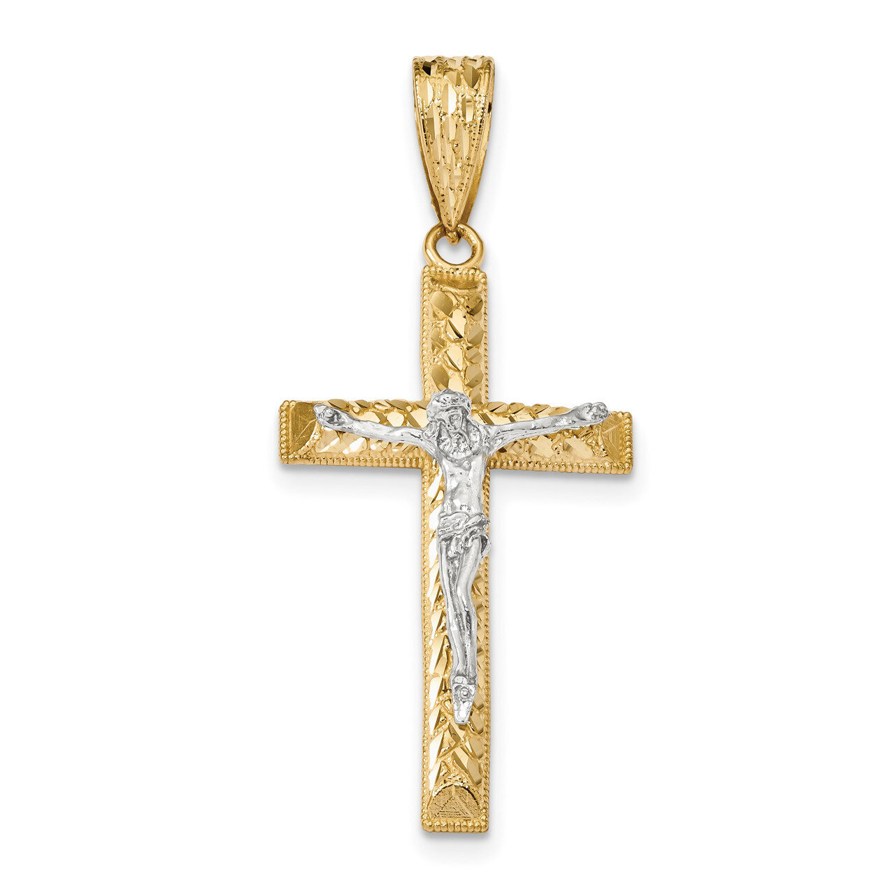 Diamond -cut Crucifix Pendant 14k Two-Tone Gold K6303, MPN: K6303, 883957847443