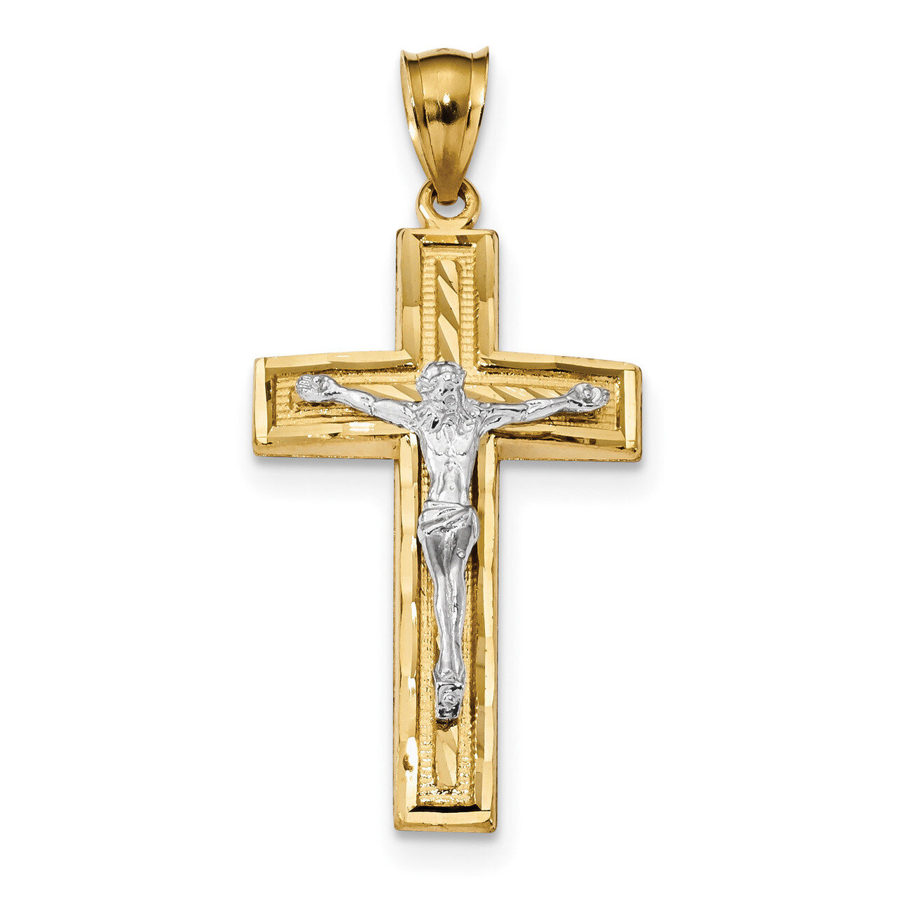 Diamond -cut Latin Crucifix Pendant 14k Two-Tone Gold K6314, MPN: K6314, 886774033983