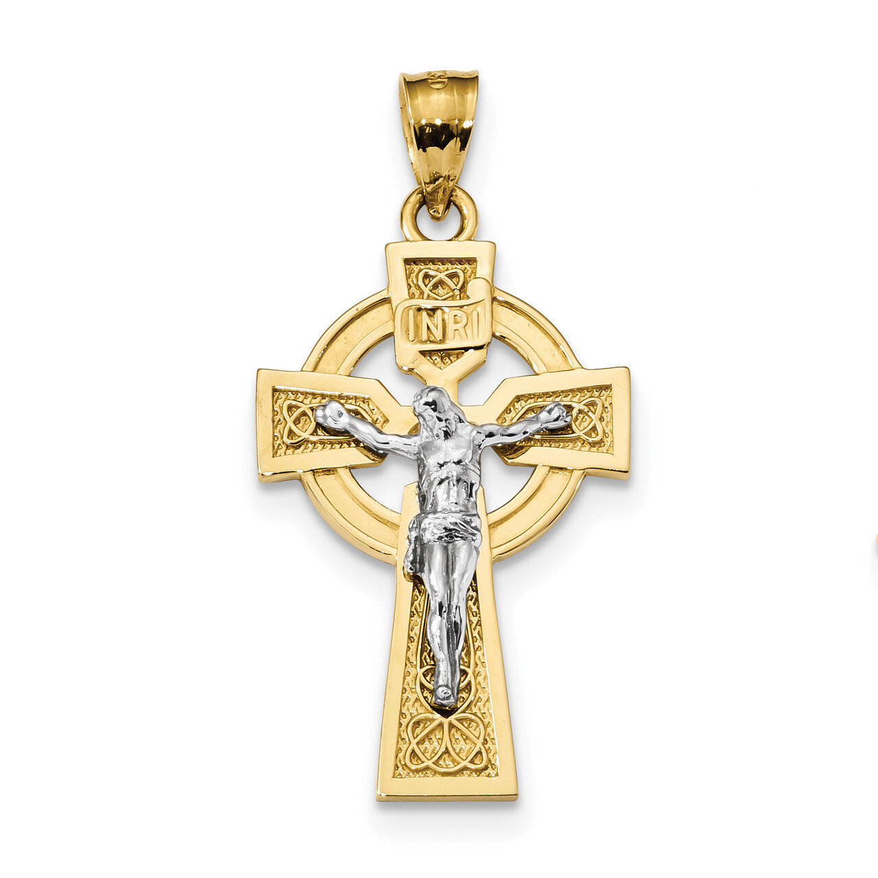 Polished Celtic INRI Crucifix Pendant 14k Two-Tone Gold K6333, MPN: K6333, 883957598598