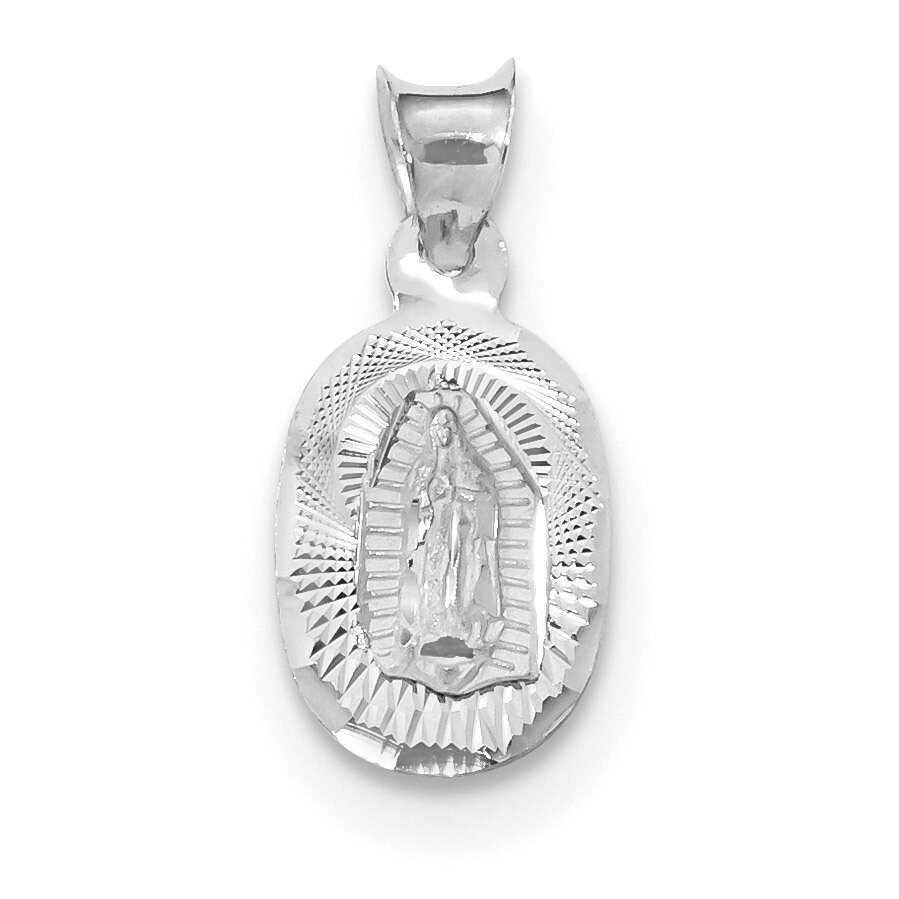 Our Lady of Guadalupe Oval Pendant 14k white Gold K6337