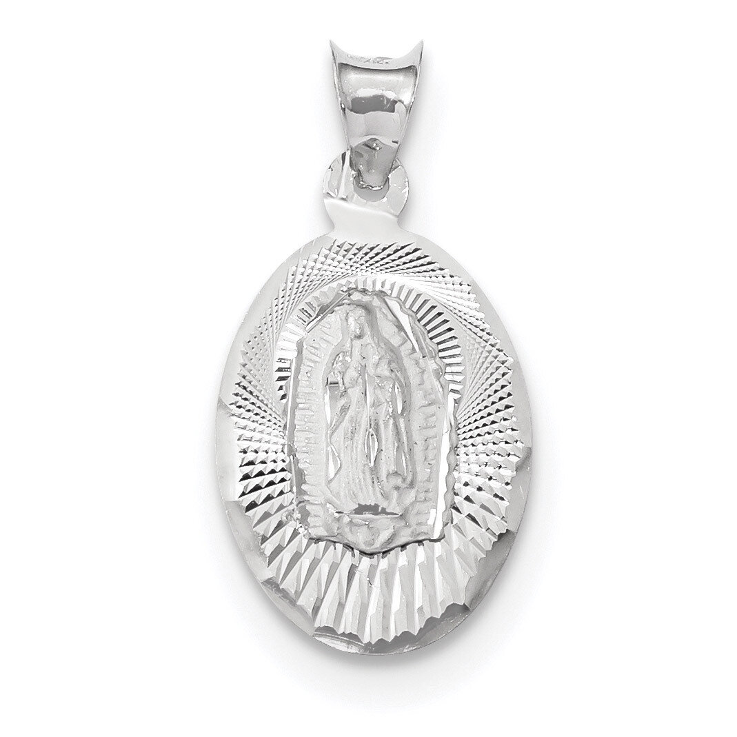 Our Lady of Guadalupe Oval Pendant 14k white Gold K6338