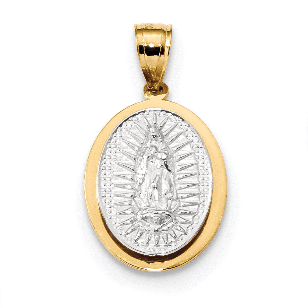 Raised Lady of Guadalupe Pendant 14k Two-Tone Gold K6343