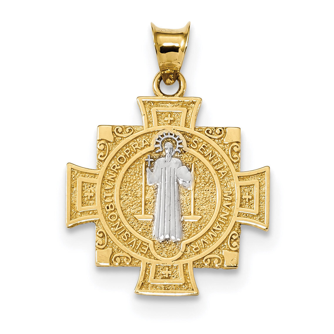 Saint Benedict Pendant 14k Gold &amp; Rhodium K6356, MPN: K6356, 883957183275