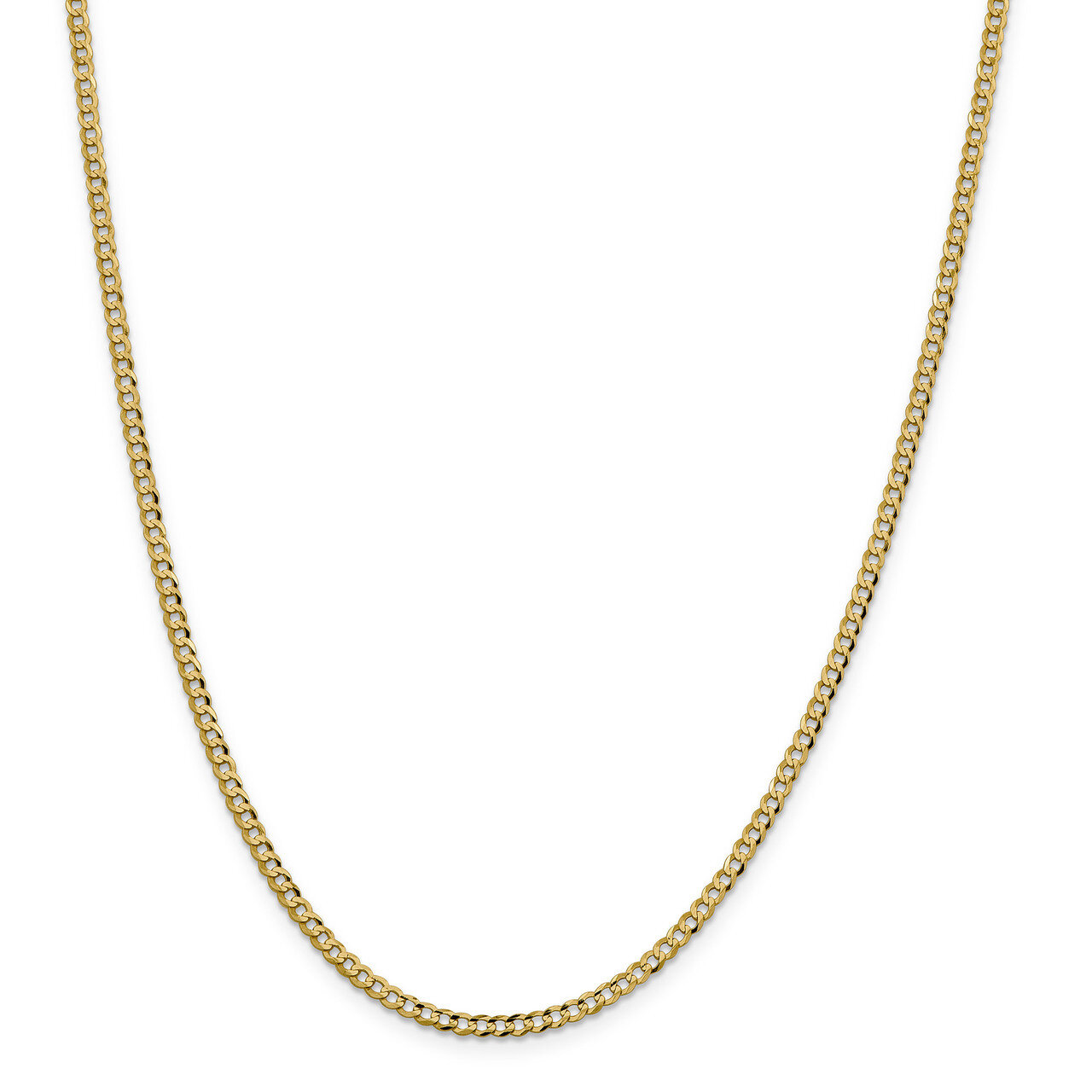 24 Inch 3.1mm Solid Polished Light Flat Cuban Chain 14k Gold LCB080-24