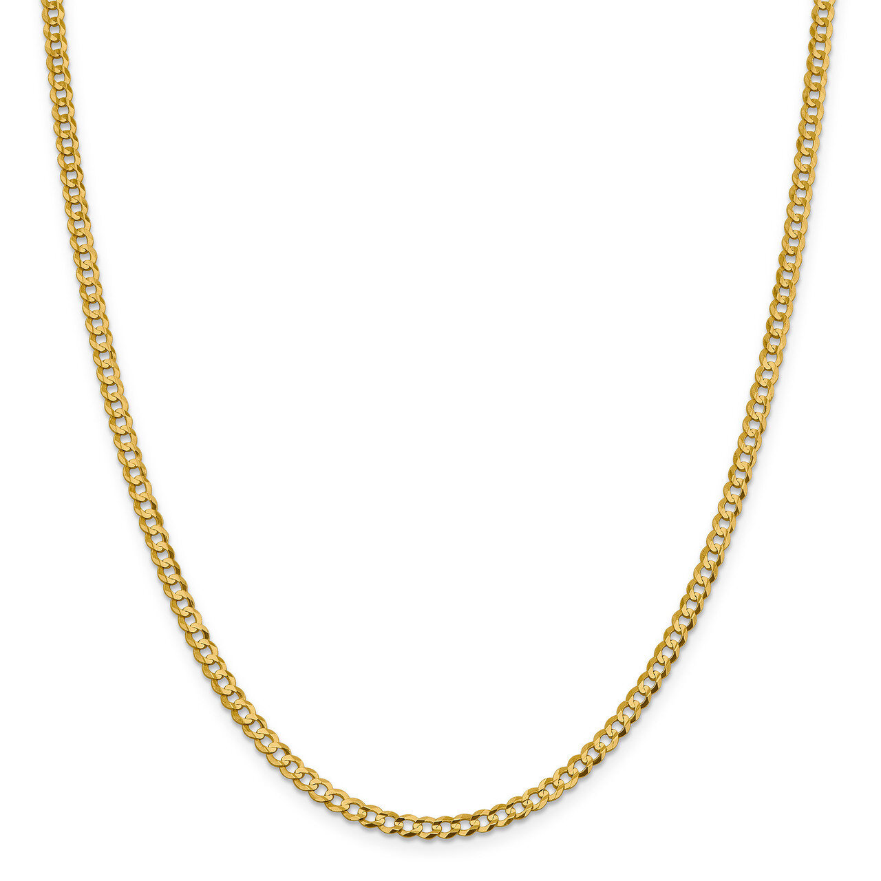 18 Inch 3.7mm Solid Polished Light Flat Cuban Chain 14k Gold LCB100-18, MPN: LCB100-18, 883957113265
