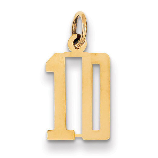 Number 10 Charm 14k Gold Small Polished Elongated LES10