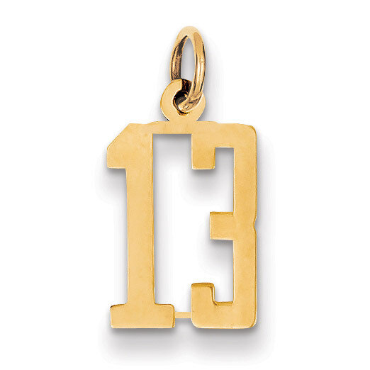Number 13 Charm 14k Gold Small Polished Elongated LES13, MPN: LES13, 886774012018
