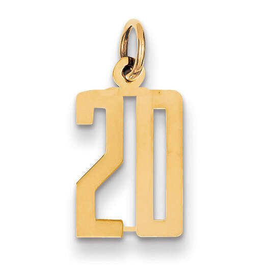 Number 20 Charm 14k Gold Small Polished Elongated LES20, MPN: LES20, 883957724850