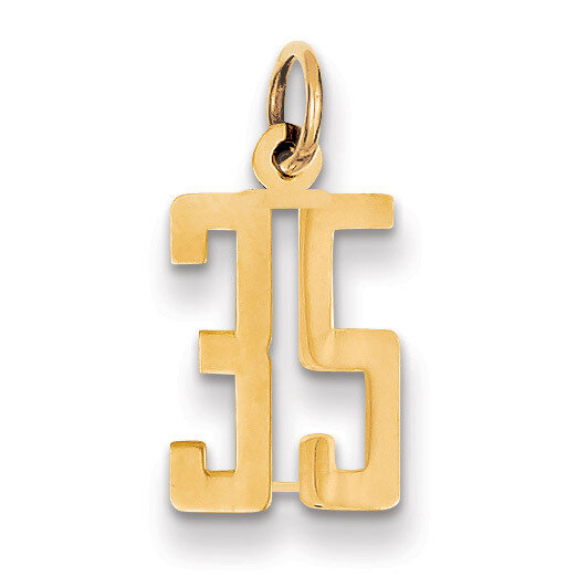 Number 35 Charm 14k Gold Small Polished Elongated LES35, MPN: LES35, 883957590981