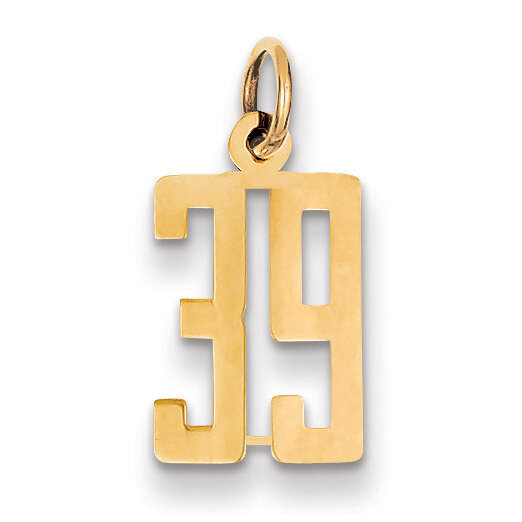 Number 39 Charm 14k Gold Small Polished Elongated LES39, MPN: LES39, 883957132600