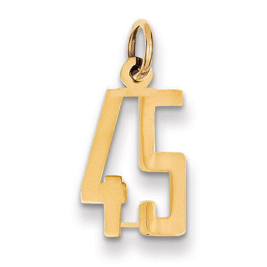 Number 45 Charm 14k Gold Small Polished Elongated LES45