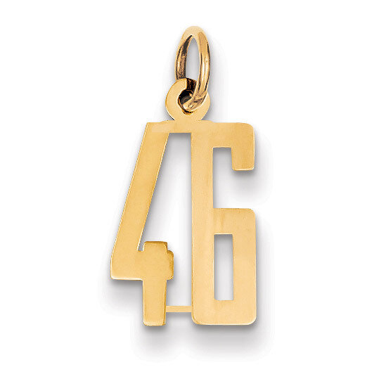 Number 46 Charm 14k Gold Small Polished Elongated LES46, MPN: LES46, 883957219042