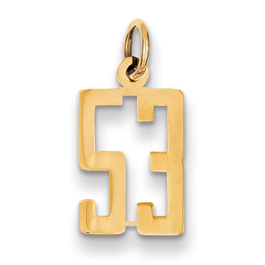 Number 53 Charm 14k Gold Small Polished Elongated LES53, MPN: LES53, 883957317342