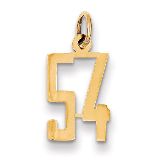 Number 54 Charm 14k Gold Small Polished Elongated LES54