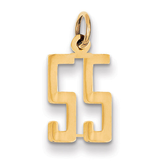 Number 55 Charm 14k Gold Small Polished Elongated LES55