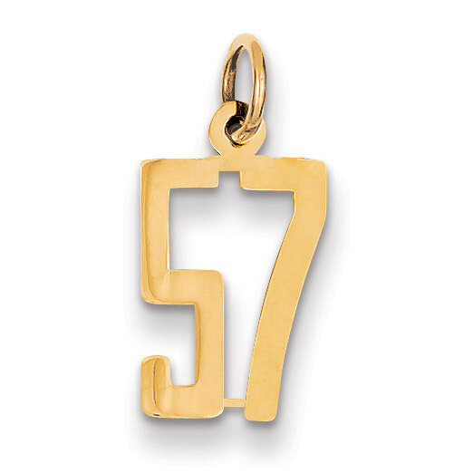 Number 57 Charm 14k Gold Small Polished Elongated LES57, MPN: LES57, 883957132693