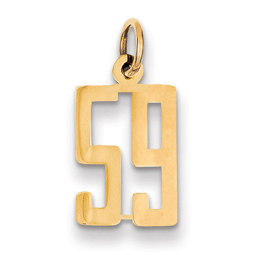 Number 59 Charm 14k Gold Small Polished Elongated LES59, MPN: LES59, 883957132716