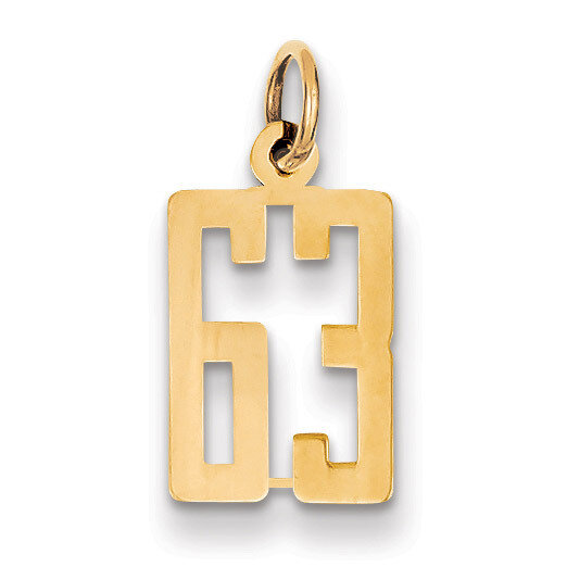Number 63 Charm 14k Gold Small Polished Elongated LES63, MPN: LES63, 883957132723