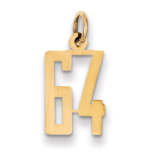 Number 64 Charm 14k Gold Small Polished Elongated LES64, MPN: LES64, 883957219080