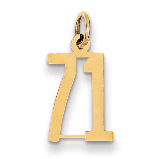Number 71 Charm 14k Gold Small Polished Elongated LES71, MPN: LES71, 883957132761