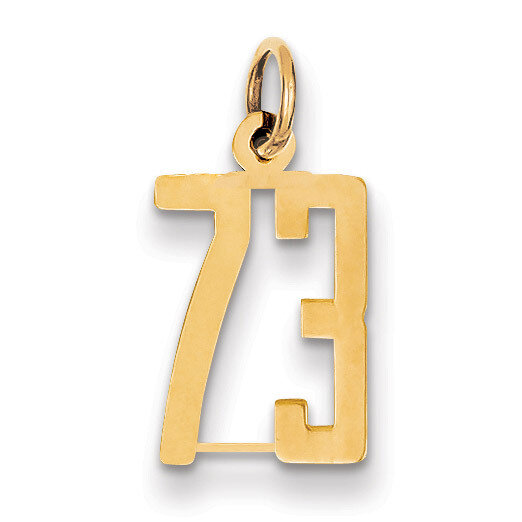 Number 73 Charm 14k Gold Small Polished Elongated LES73